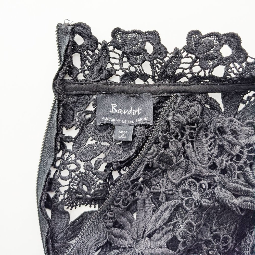 NEW Bardot Elise Lace Floral Cocktail Dress Black - Picture 4 of 7
